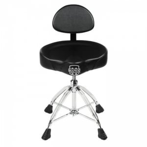 Mapex T875 Saddle Top Drum Throne With Backrest and Double Braced Quad Legs