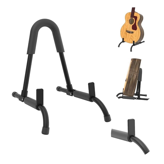 Chetty Adjustable Portable Guitar Stand Foldable Sturdy Lightweight Compact Durable Wooden Metal Universal AntiSlip Stand for Acoustic Electric Bass Travel Display (GA5)