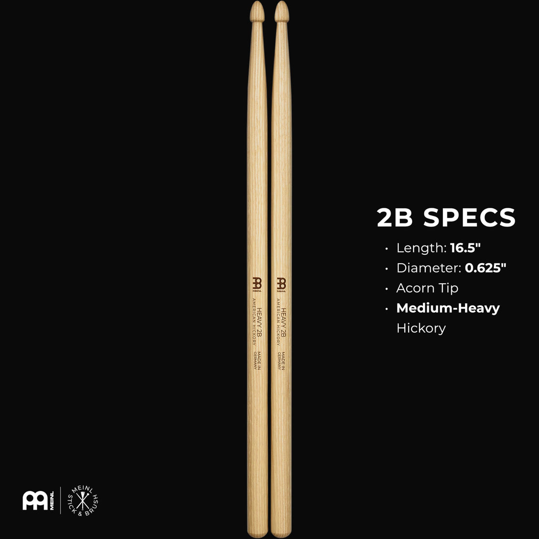 Meinl SB110 Heavy 2B American Hickory Drum Sticks