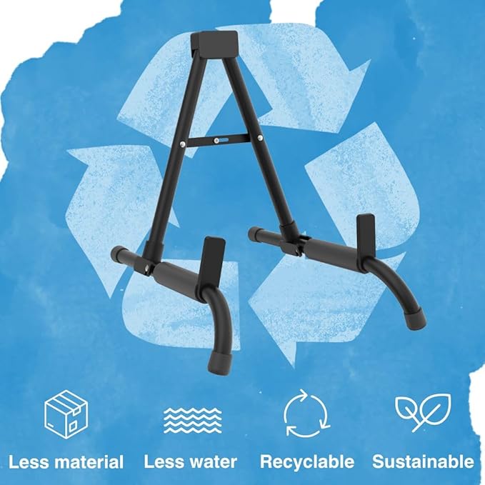 Chetty GA4 Adjustable Portable Guitar Stand Foldable Sturdy Lightweight Compact Durable Wooden Metal Universal AntiSlip Stand for Acoustic Electric Bass Travel Display (GA4)