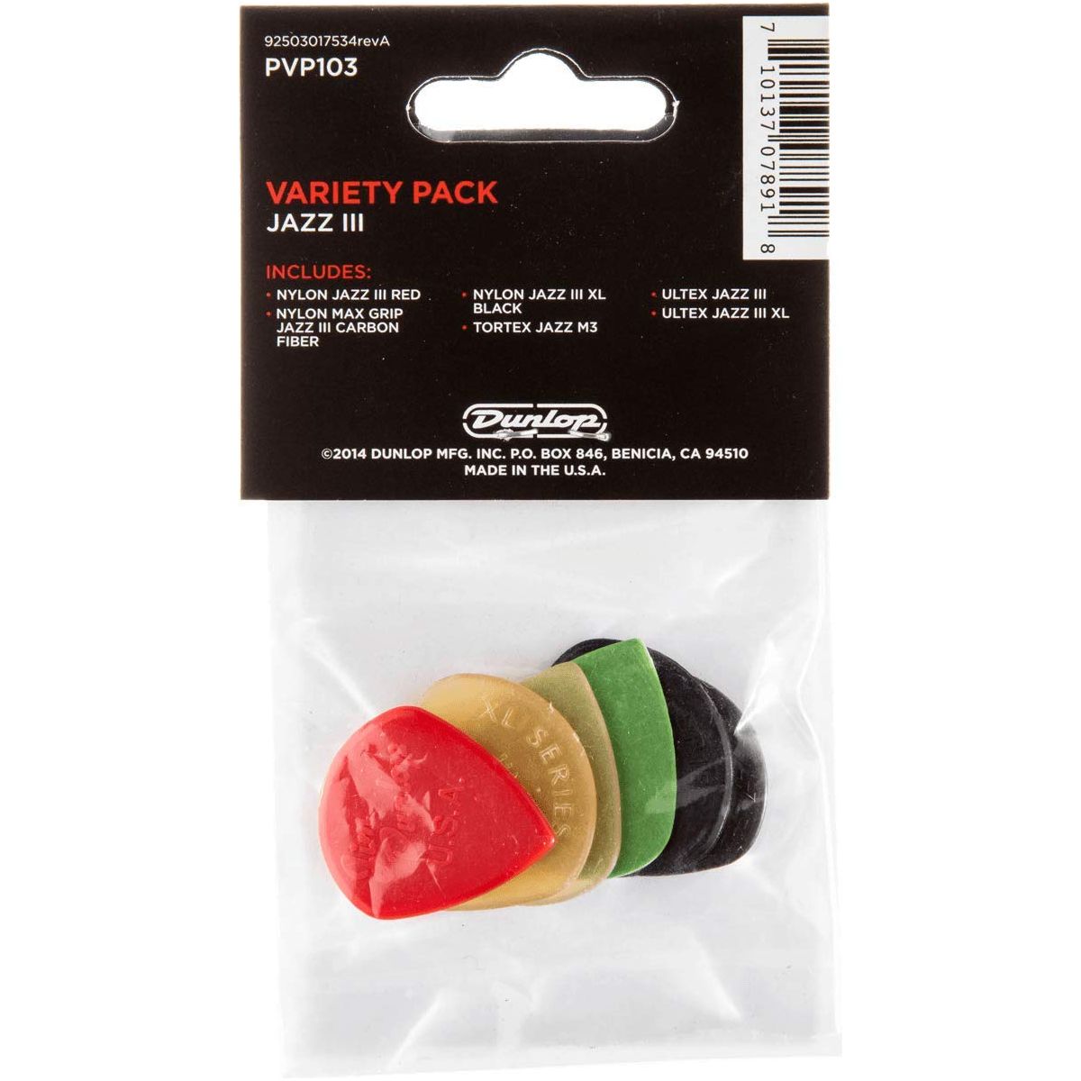 Dunlop Guitar Pick Variety Pack Jazz III (6 PK) PVP103