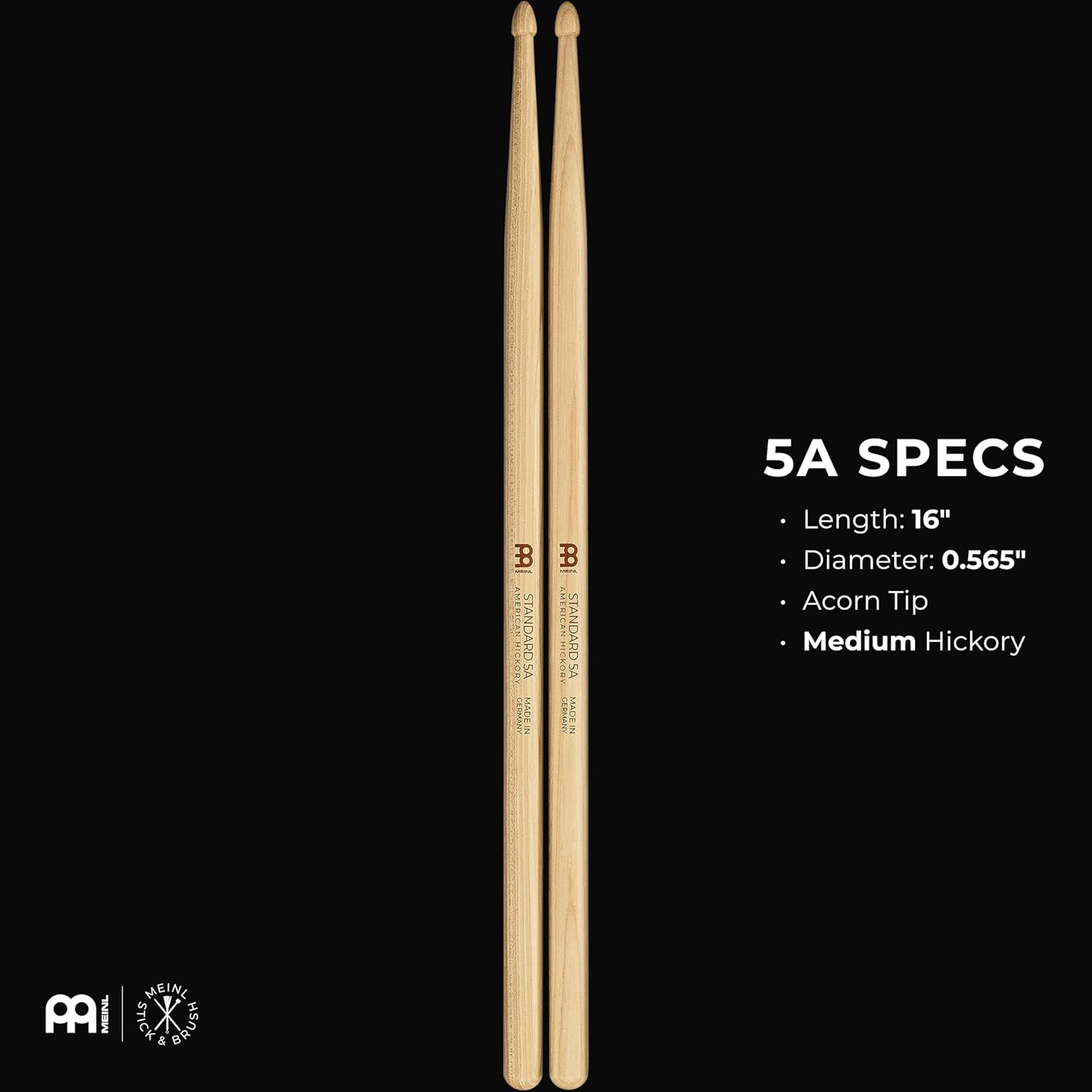 Meinl, Drumstick, Hickory, Acorn Tip -5A SB101