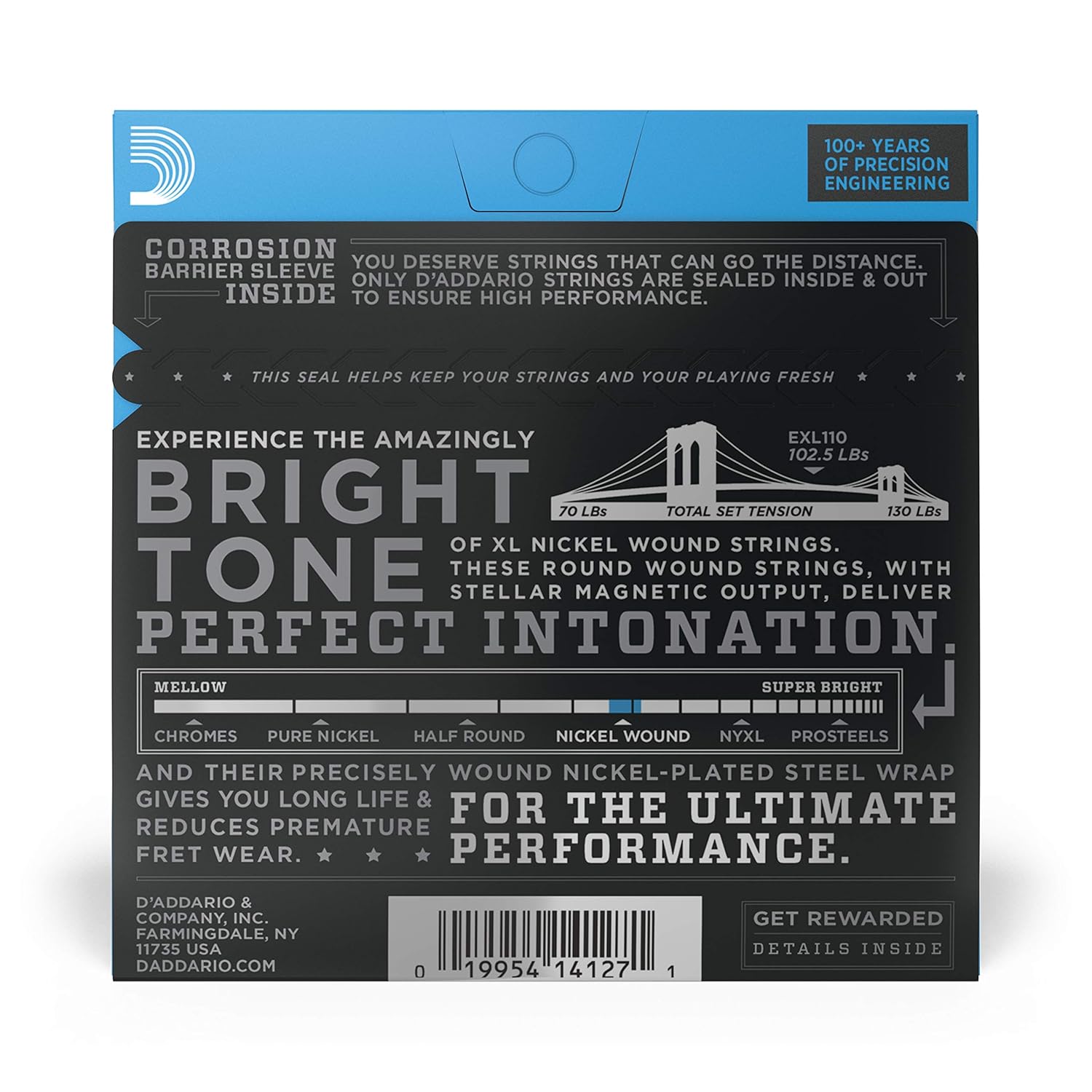 Electric Regular {Light Gauge10/46 BRIGHT TONE ROUND WOUND} Guitar Strings (Bronze)