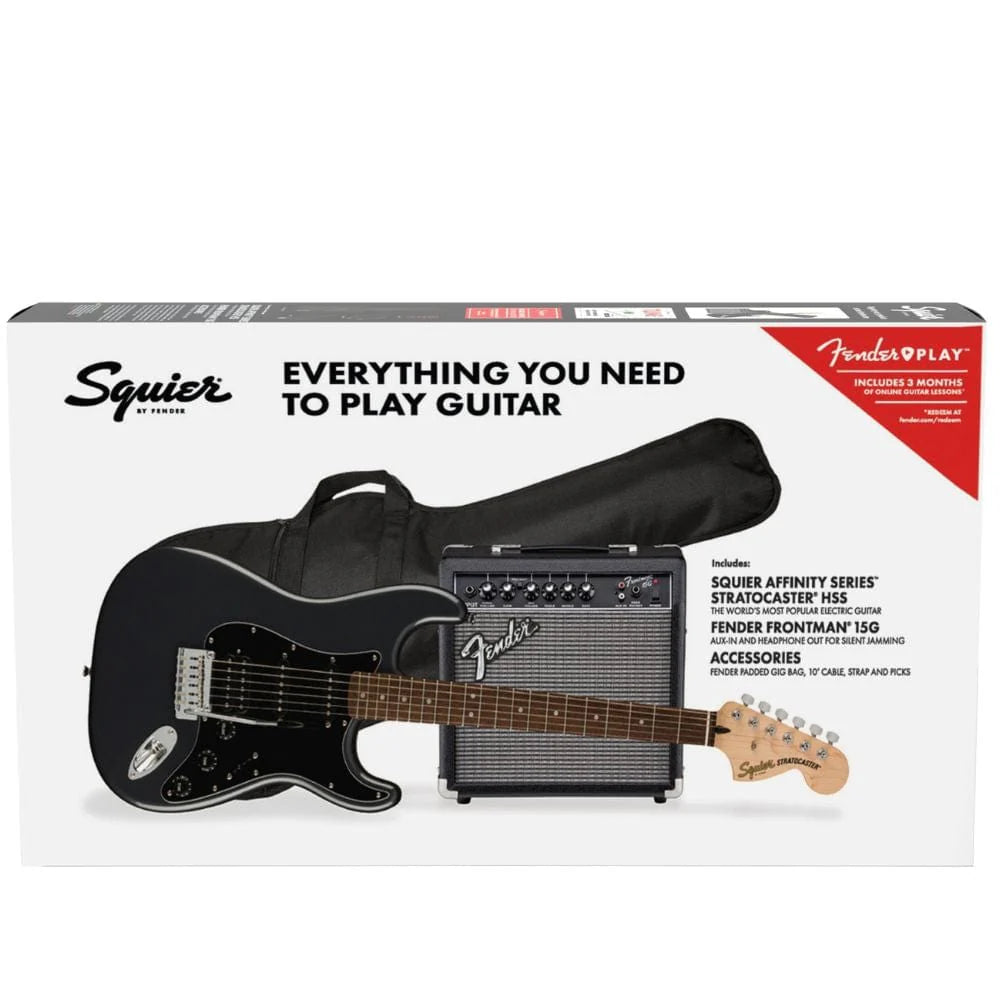 Fender Affinity Series Stratocaster HSS Pack 6 String Electric Guitar - Charcoal Frost Metallic