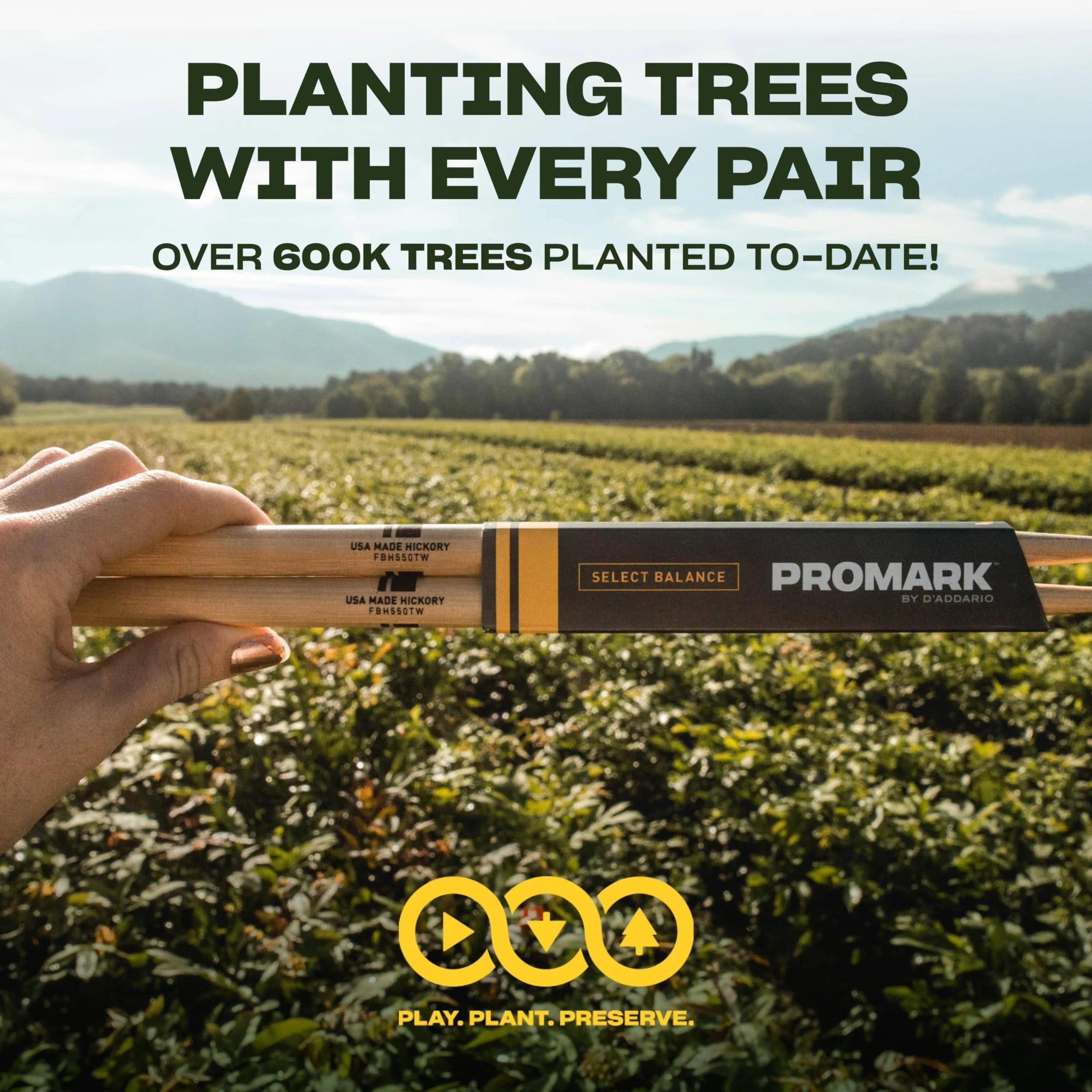 ProMark TX5BW American Hickory Single Pair Wood Tip Drum Sticks